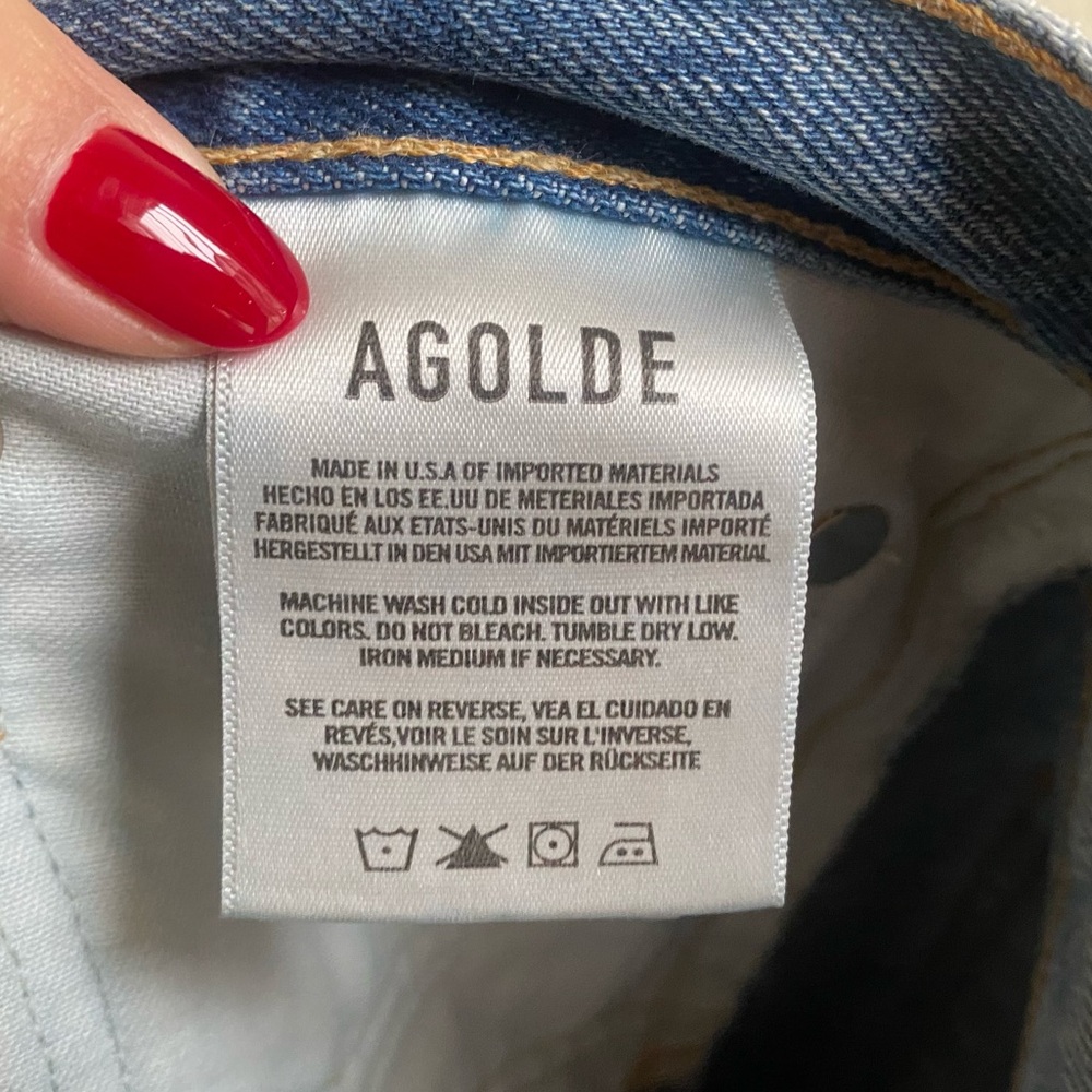 Agolde 90's Jean Mid Rise Light Wash Distressed - Picture 8 of 9